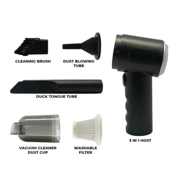 3 In 1 Portable Vacuum Cleaner Duster Blower Air Pump Wireless Hand-held Cleaning For Car Home – As 228