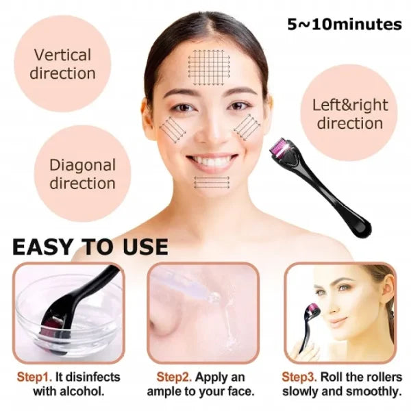 Derma Roller Titanium Mezoroller 0.5mm Microneedle For Facial Skin Care Hair-loss Treatment Tool